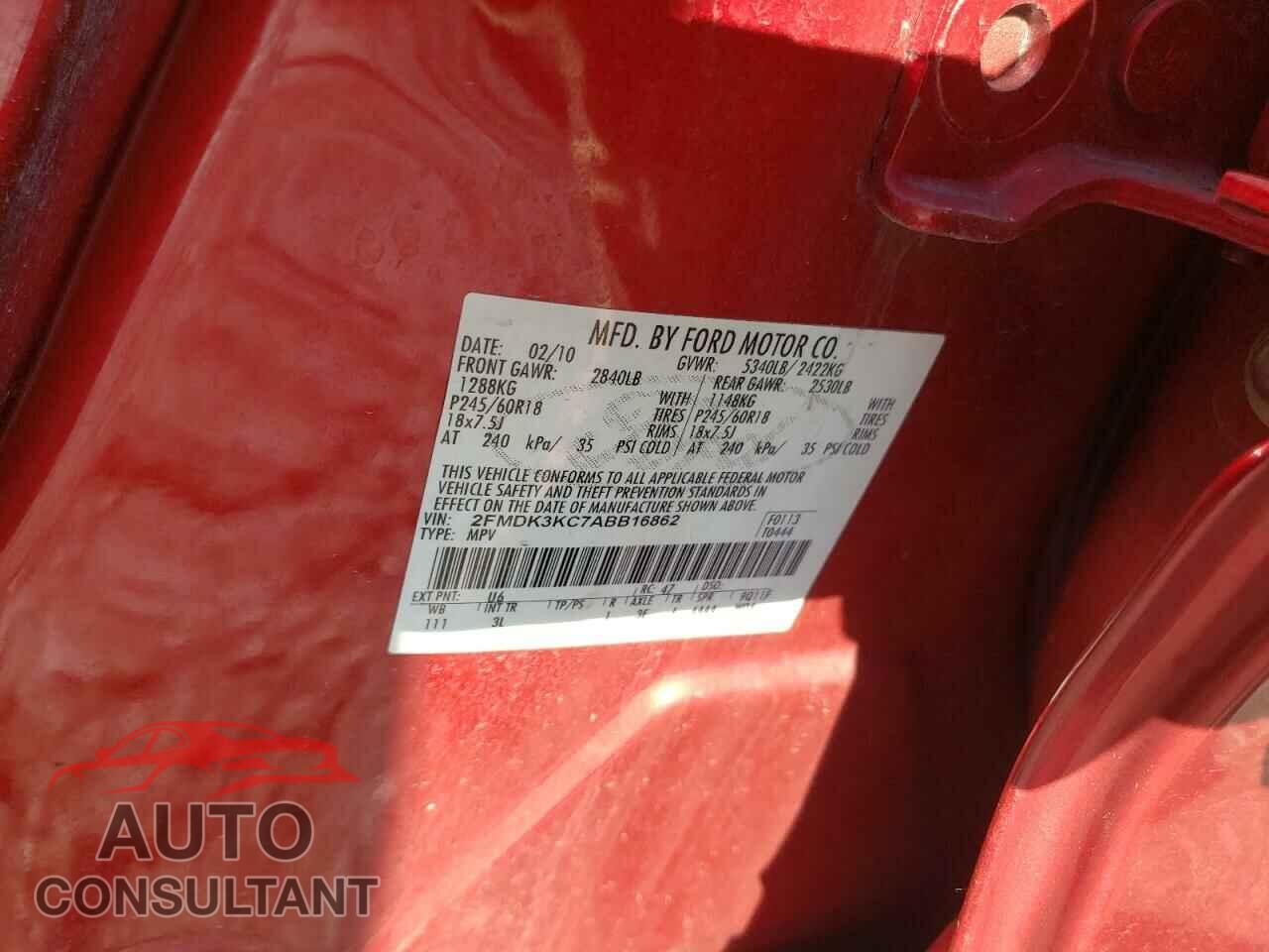 FORD EDGE 2010 - 2FMDK3KC7ABB16862