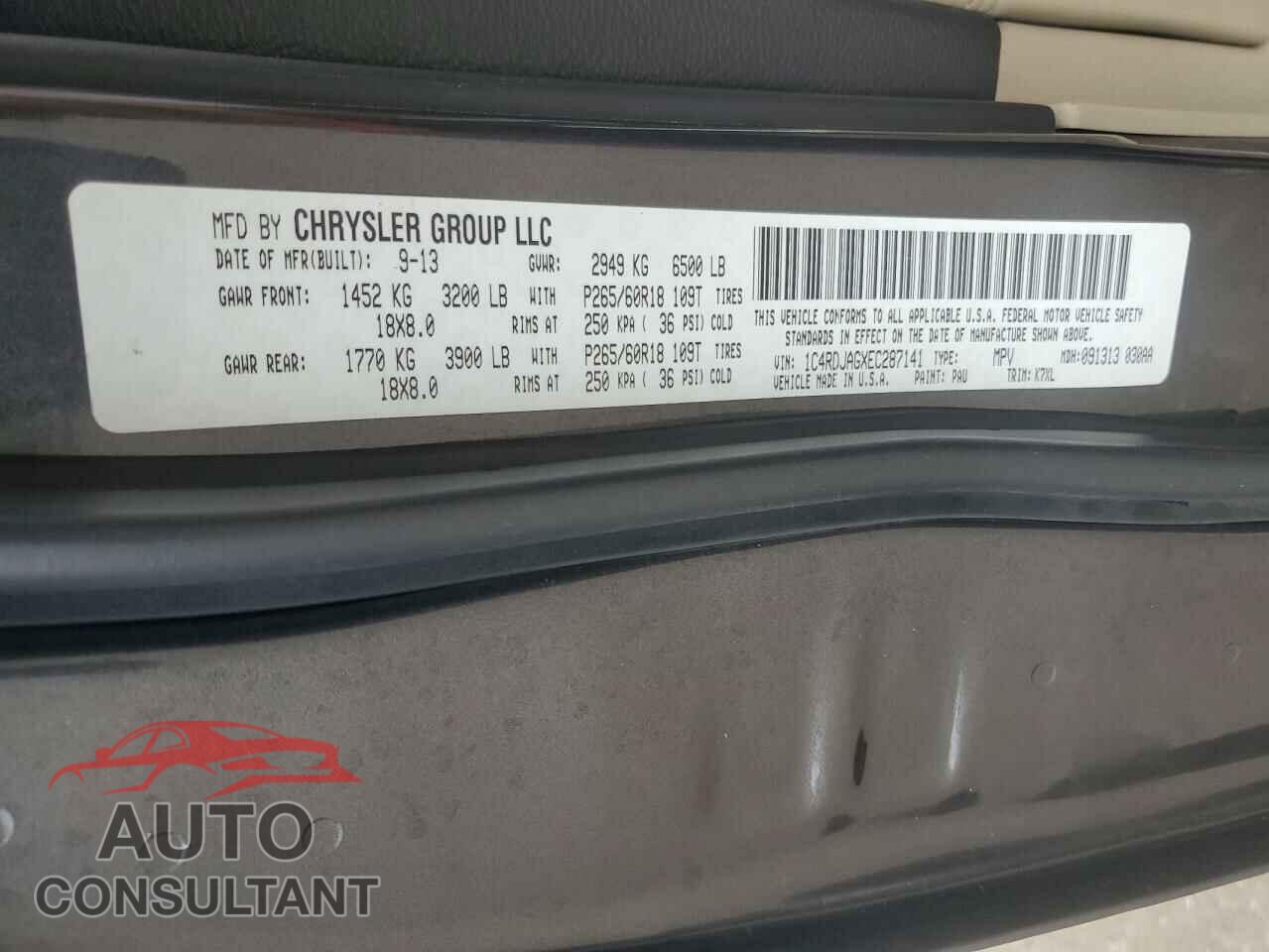 DODGE DURANGO 2014 - 1C4RDJAGXEC287141