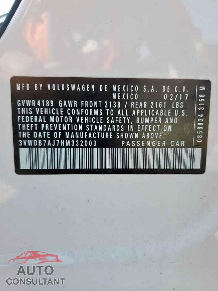 VOLKSWAGEN JETTA 2017 - 3VWDB7AJ7HM332003