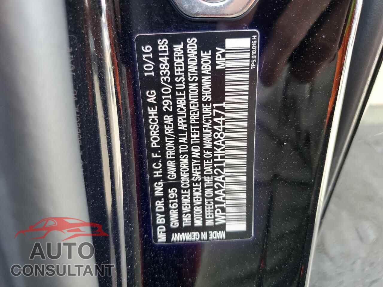PORSCHE CAYENNE 2017 - WP1AA2A21HKA84471