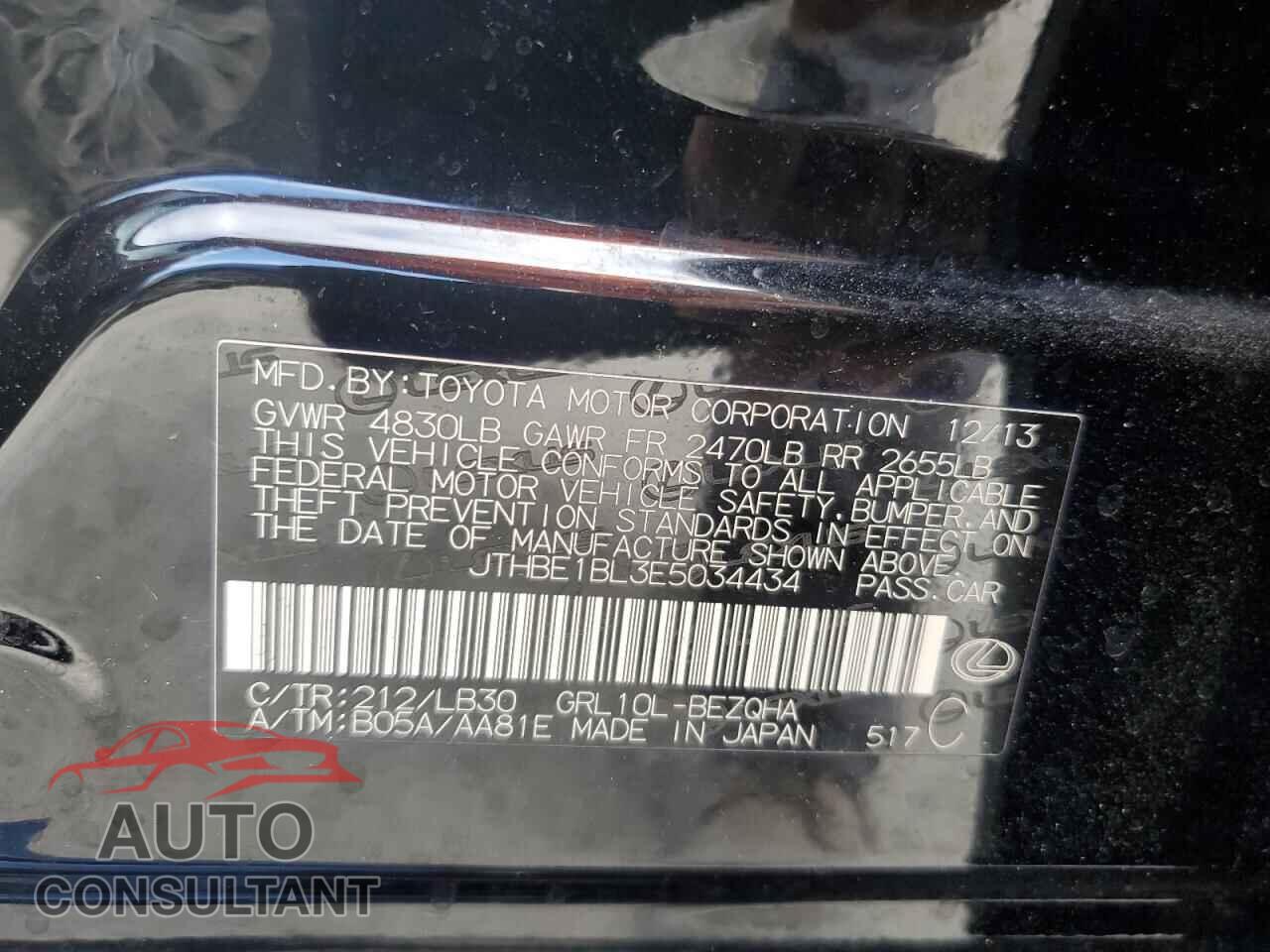LEXUS GS350 2014 - JTHBE1BL3E5034434