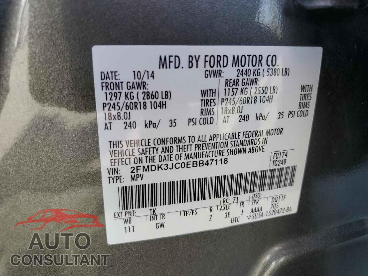 FORD EDGE 2014 - 2FMDK3JC0EBB47118