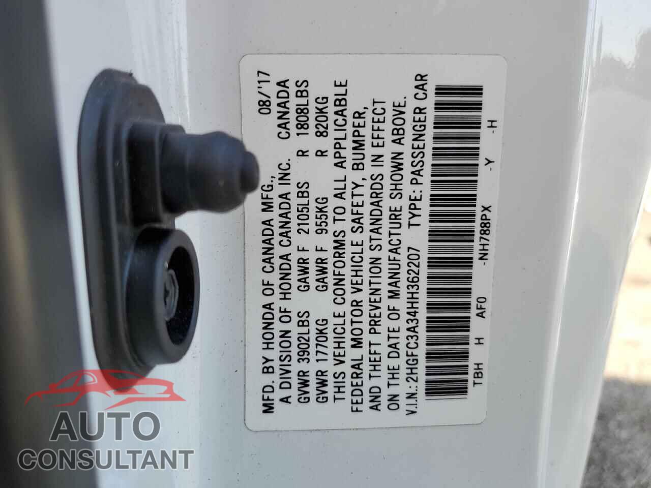 HONDA CIVIC 2017 - 2HGFC3A34HH362207