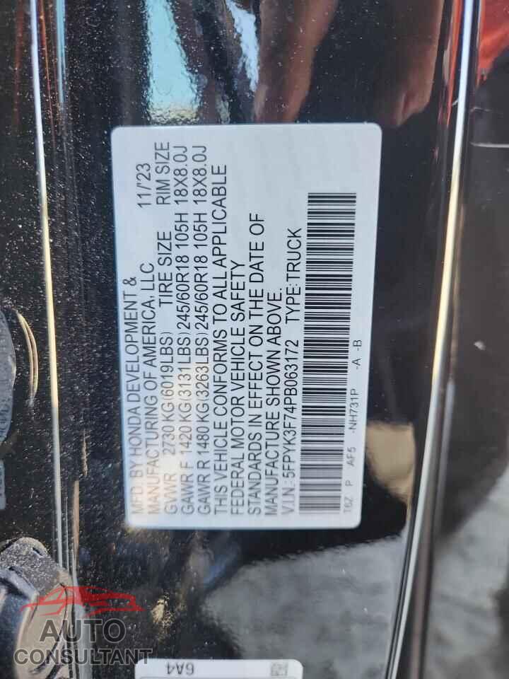HONDA RIDGELINE 2023 - 5FPYK3F74PB063172