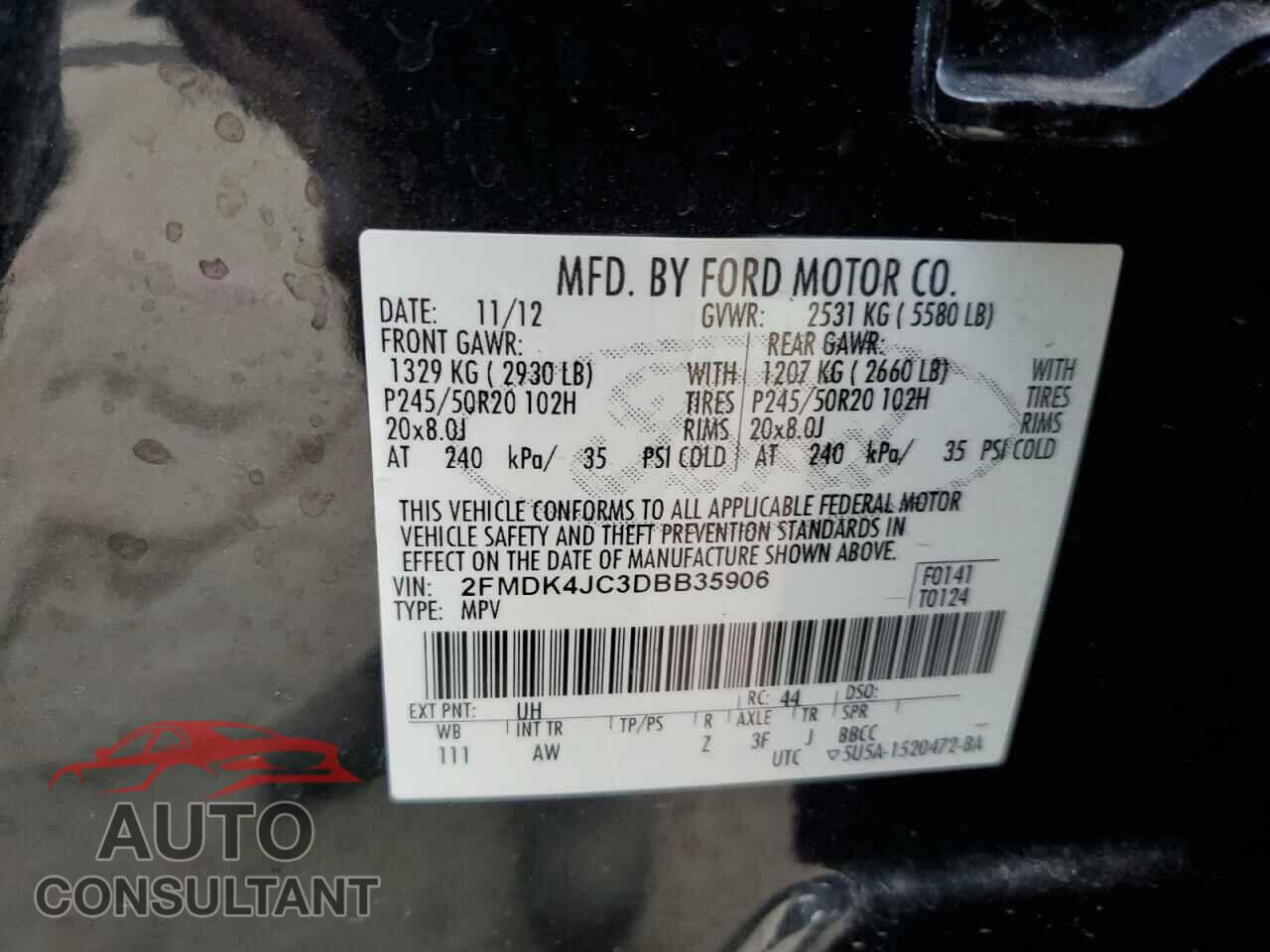 FORD EDGE 2013 - 2FMDK4JC3DBB35906