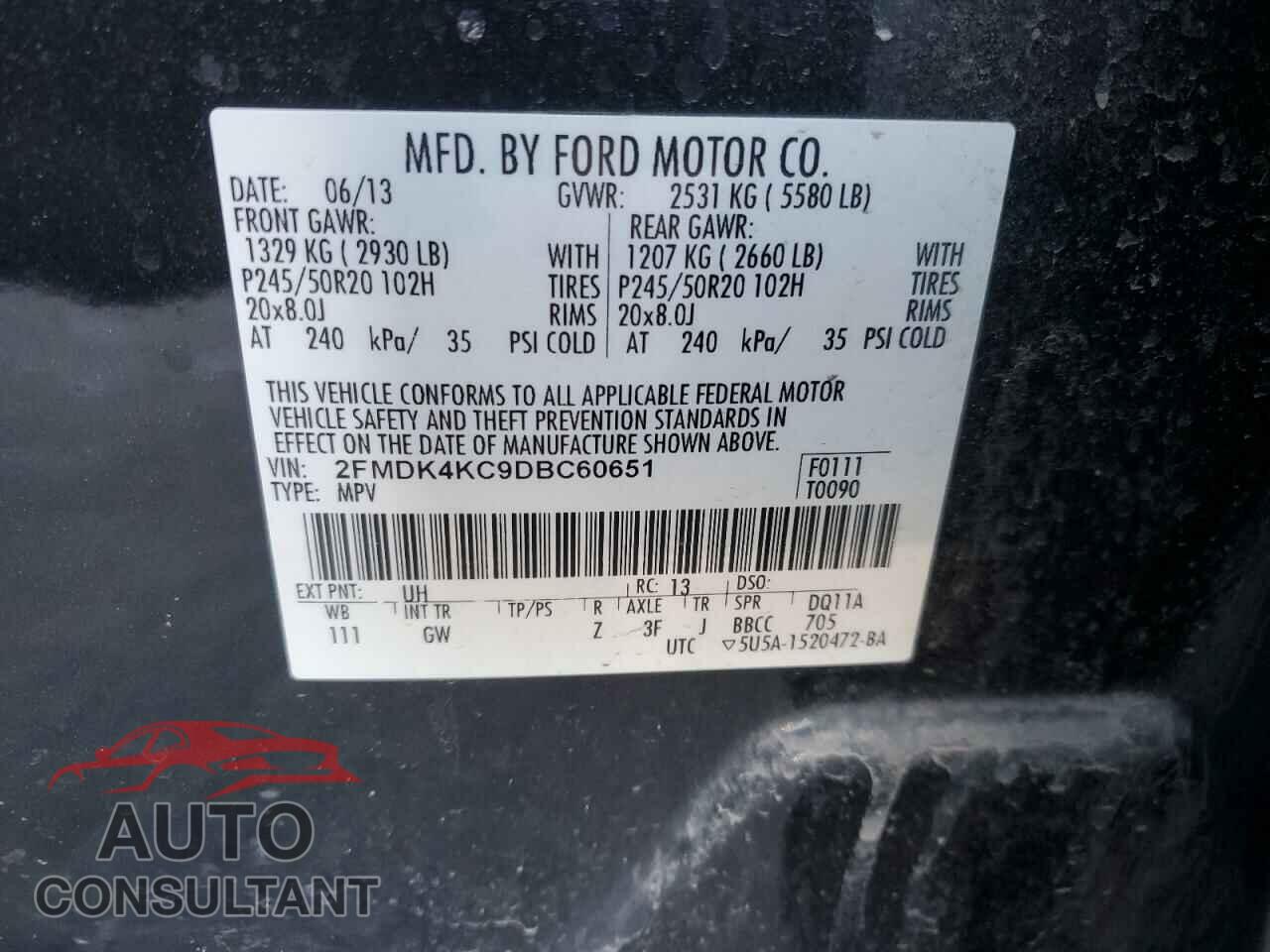 FORD EDGE 2013 - 2FMDK4KC9DBC60651