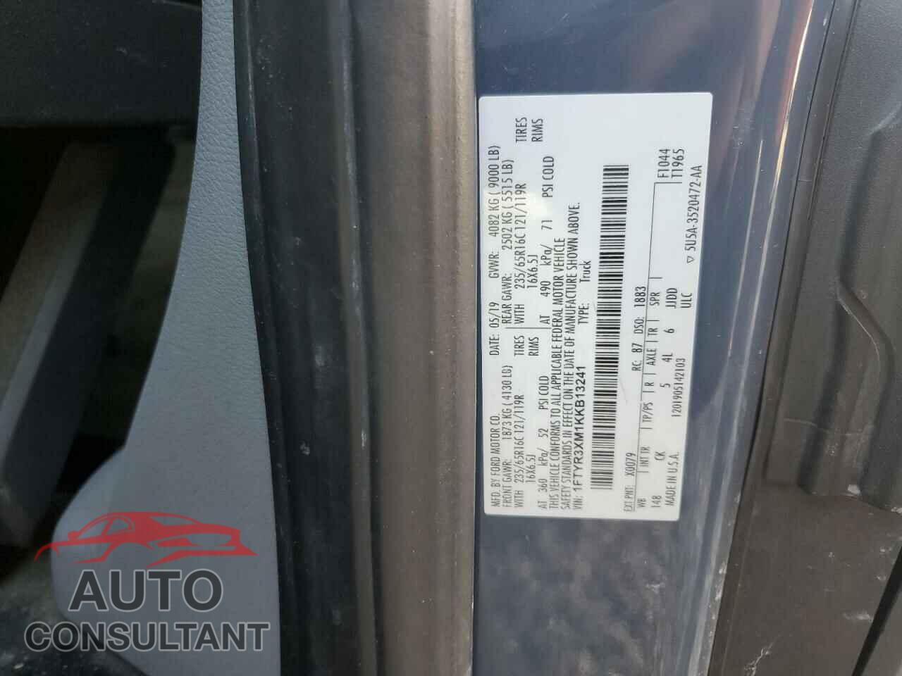 FORD TRANSIT 2019 - 1FTYR3XM1KKB13241