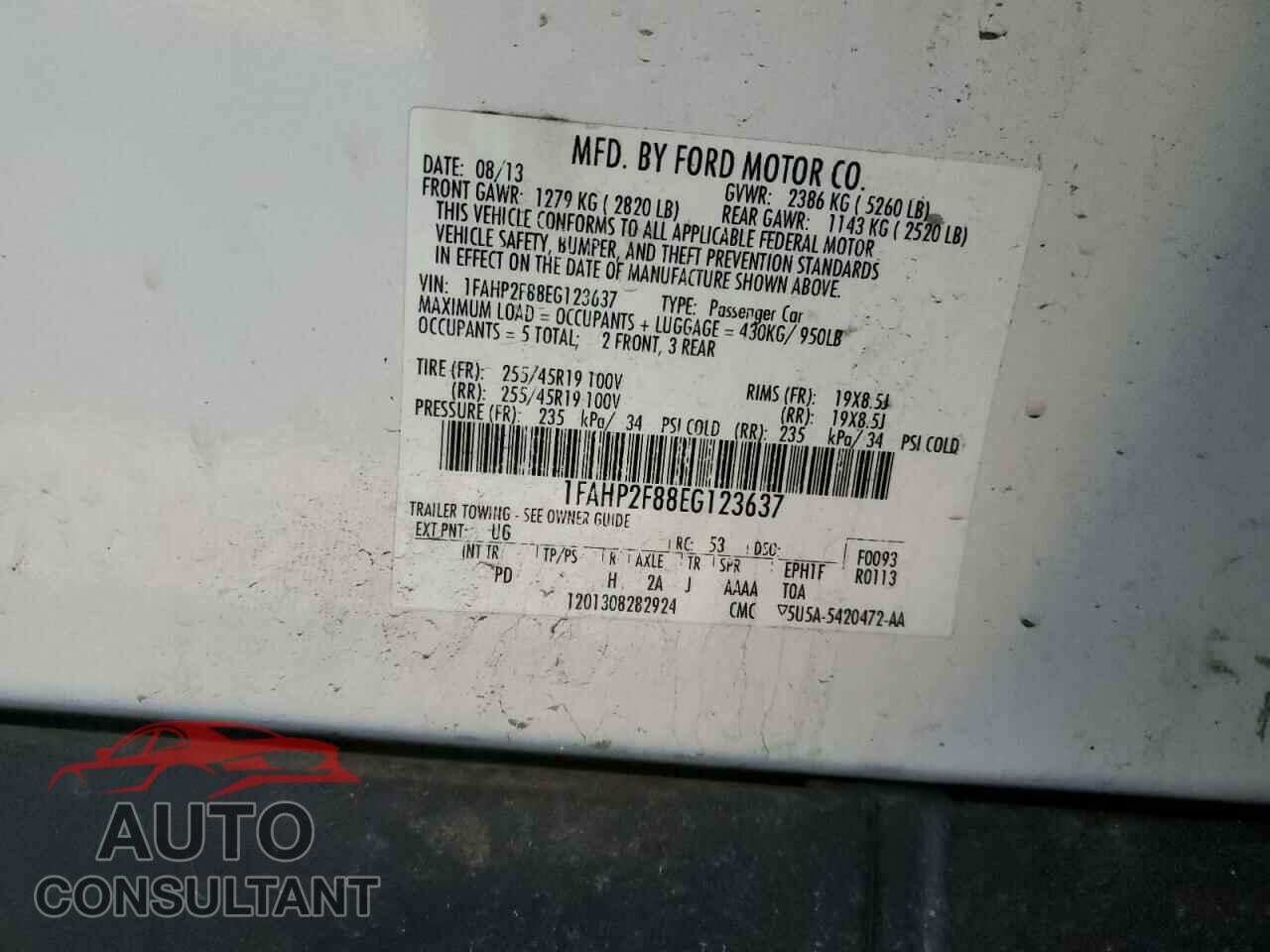 FORD TAURUS 2014 - 1FAHP2F88EG123637