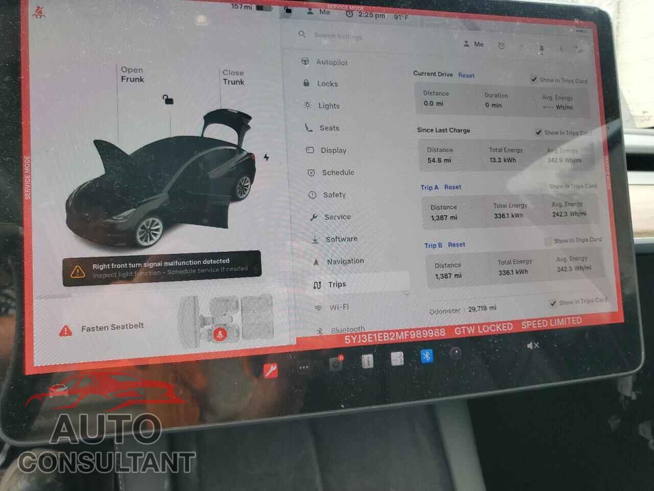 TESLA MODEL 3 2021 - 5YJ3E1EB2MF989988