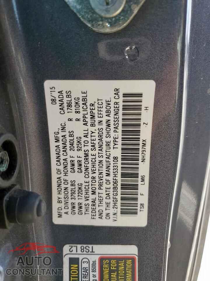 HONDA CIVIC 2015 - 2HGFG3B06FH533108