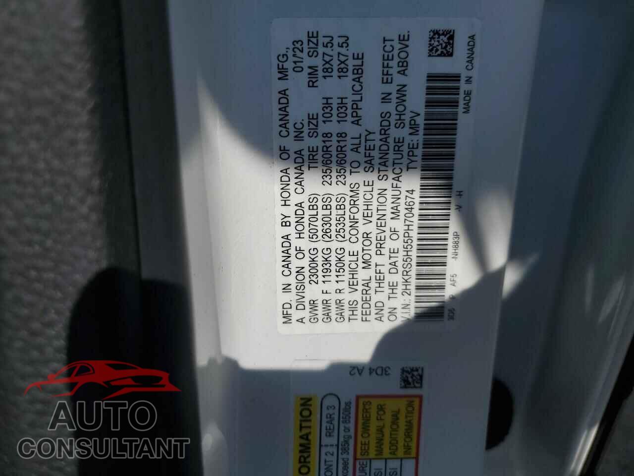 HONDA CRV 2023 - 2HKRS5H55PH704674
