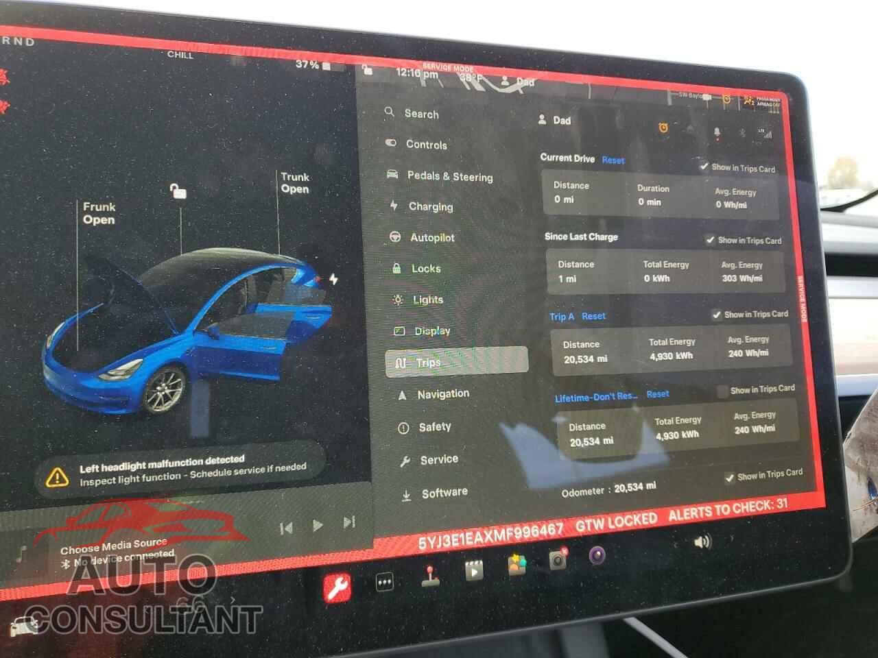 TESLA MODEL 3 2021 - 5YJ3E1EAXMF996467