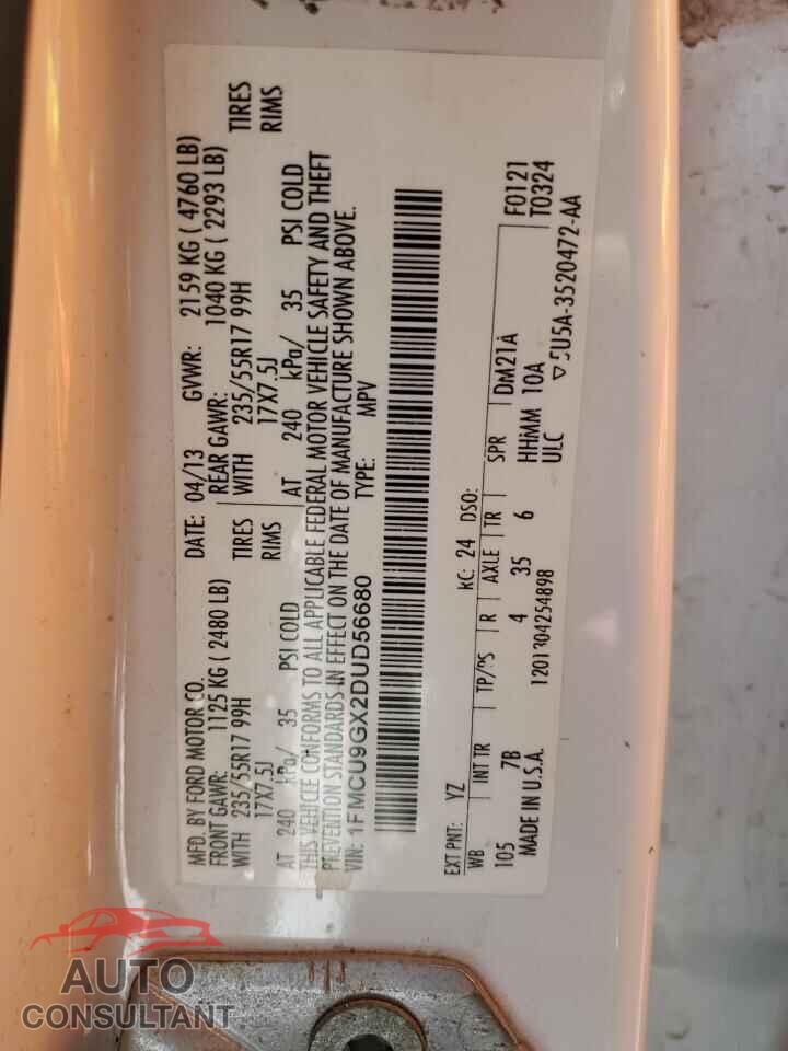 FORD ESCAPE 2013 - 1FMCU9GX2DUD56680