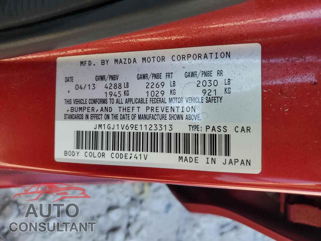 MAZDA 6 2014 - JM1GJ1V69E1123313