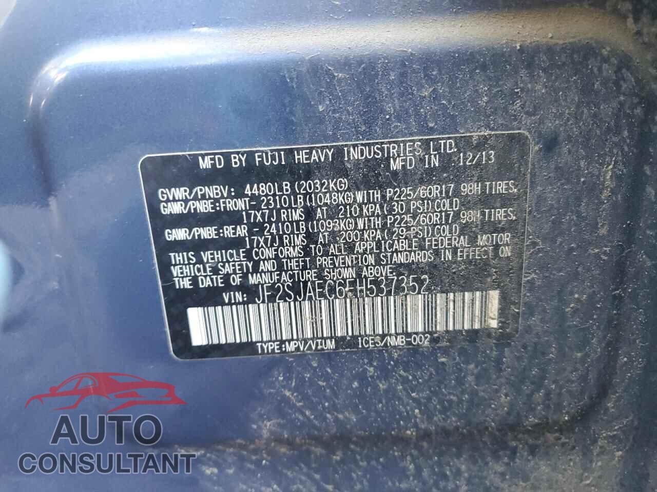 SUBARU FORESTER 2014 - JF2SJAEC6EH537352