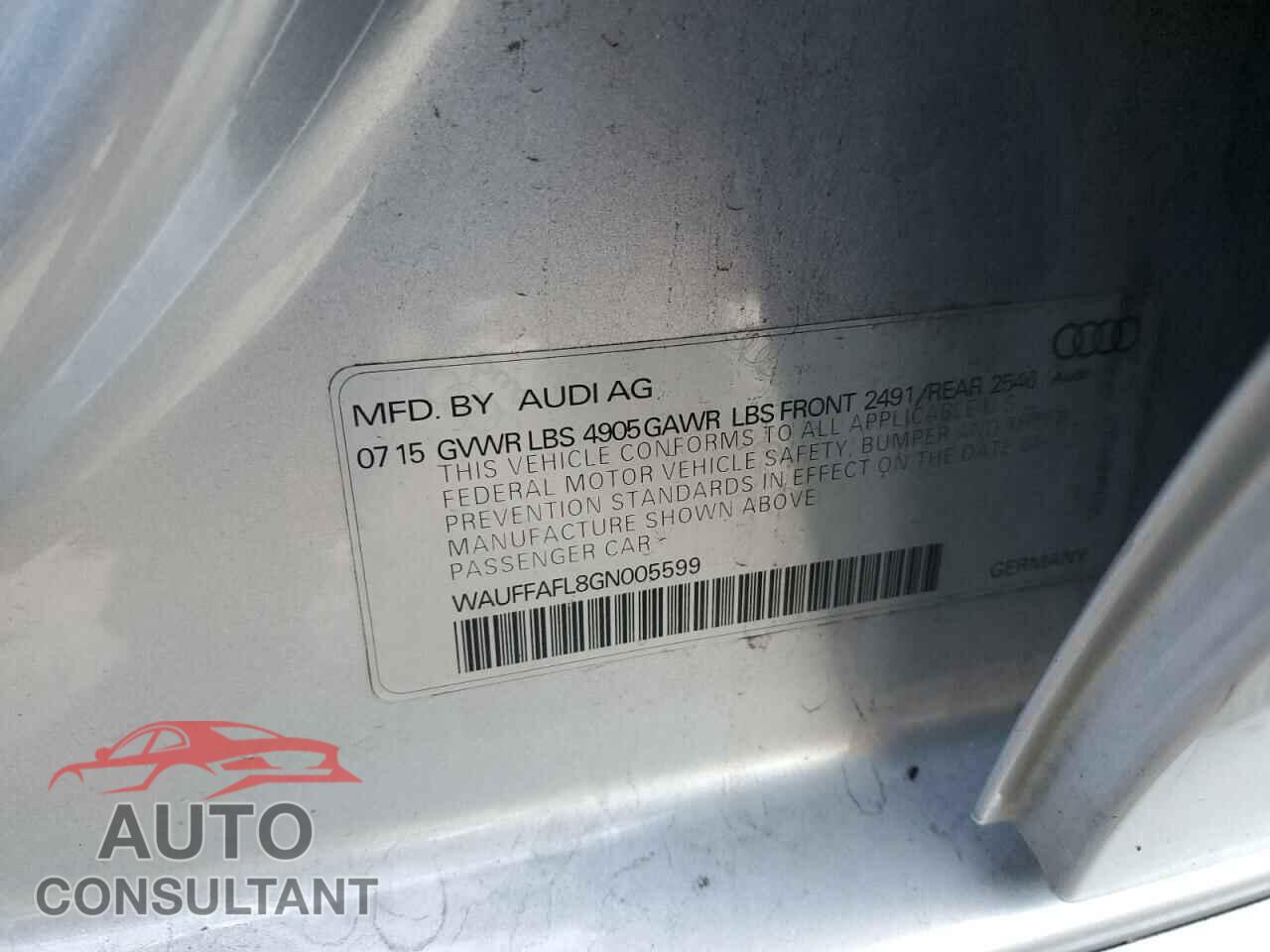 AUDI A4 2016 - WAUFFAFL8GN005599