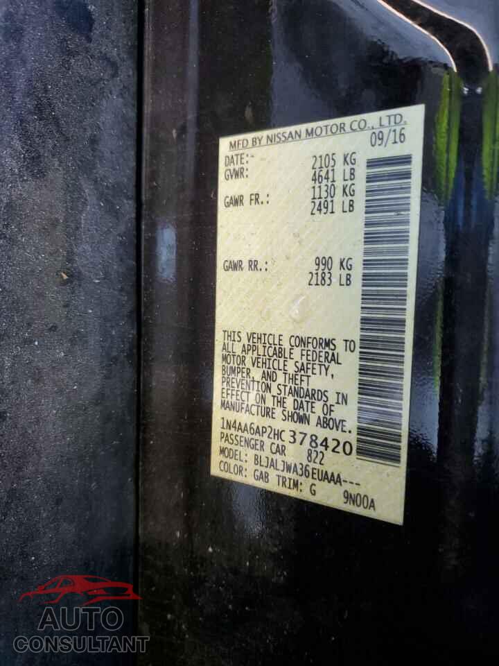 NISSAN MAXIMA 2017 - 1N4AA6AP2HC378420