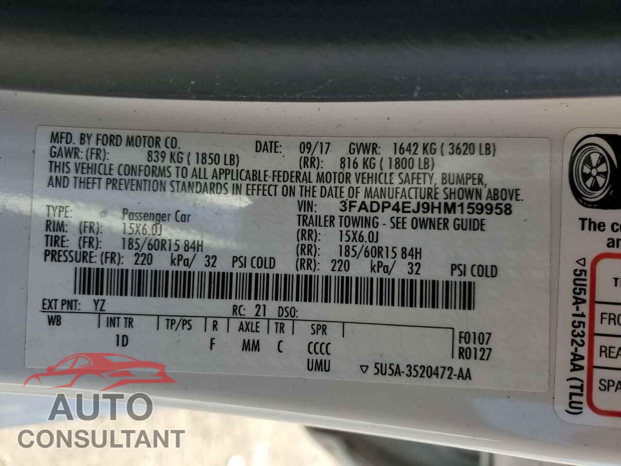 FORD FIESTA 2017 - 3FADP4EJ9HM159958