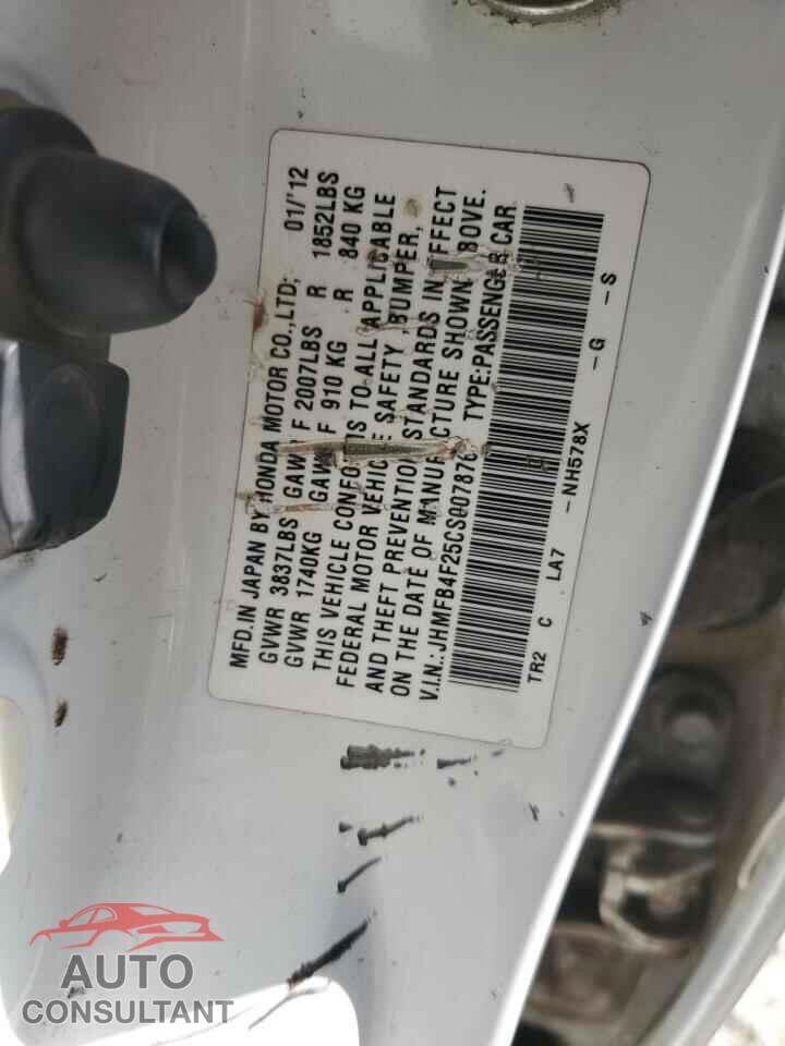 HONDA CIVIC 2012 - JHMFB4F25CS007876