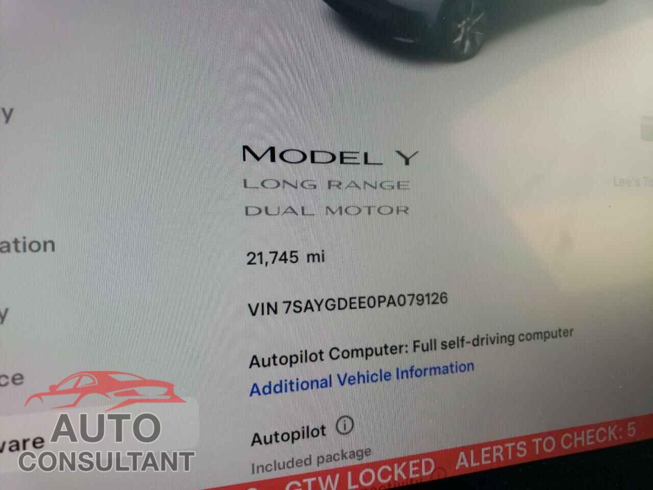 TESLA MODEL Y 2023 - 7SAYGDEE0PA079126