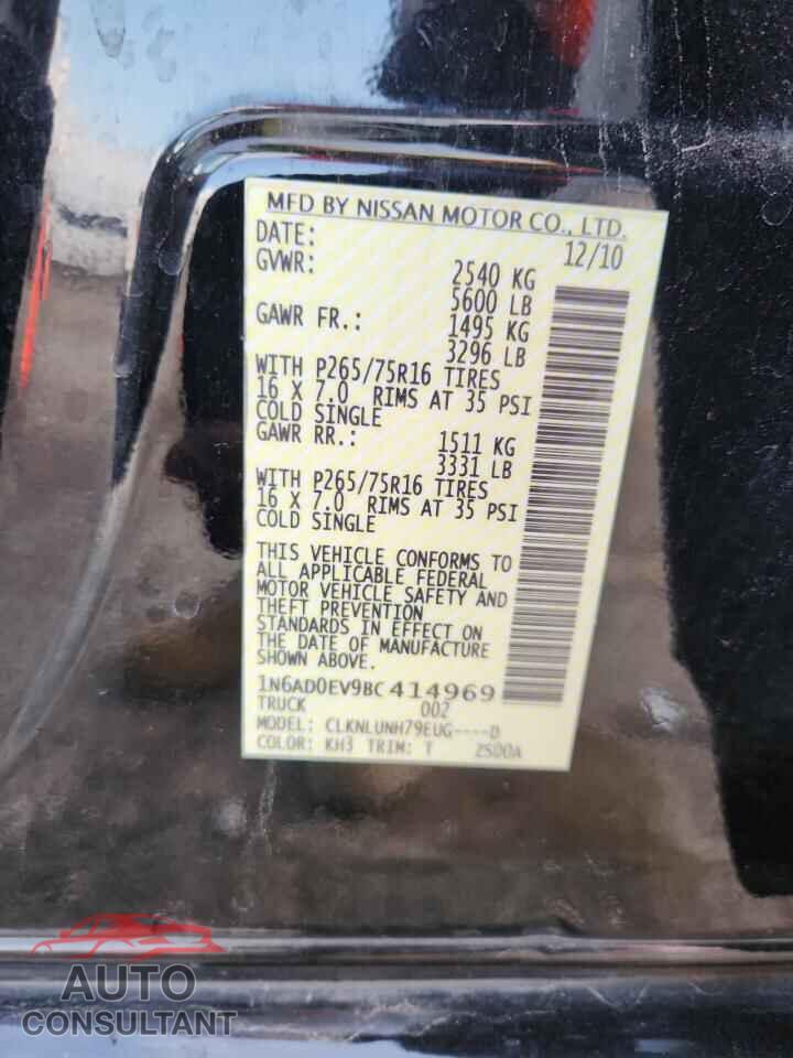 NISSAN FRONTIER 2011 - 1N6AD0EV9BC414969