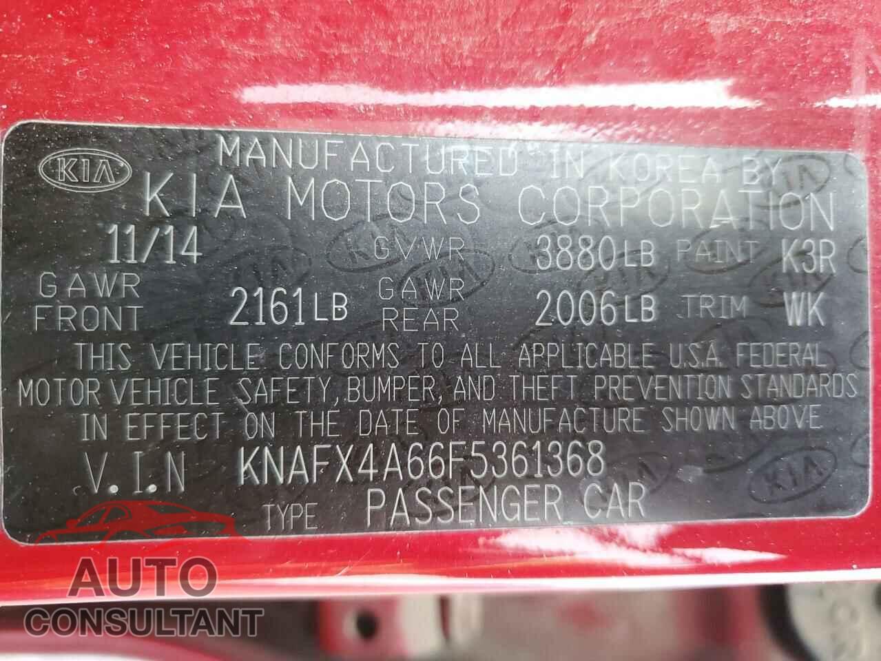 KIA FORTE 2015 - KNAFX4A66F5361368