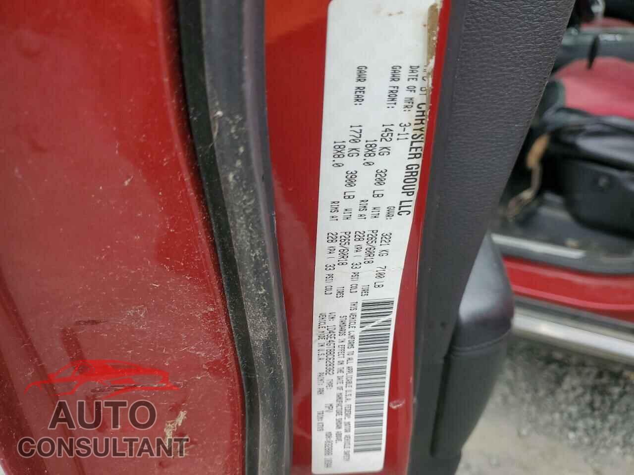 DODGE DURANGO 2011 - 1D4SE4GT8BC628362