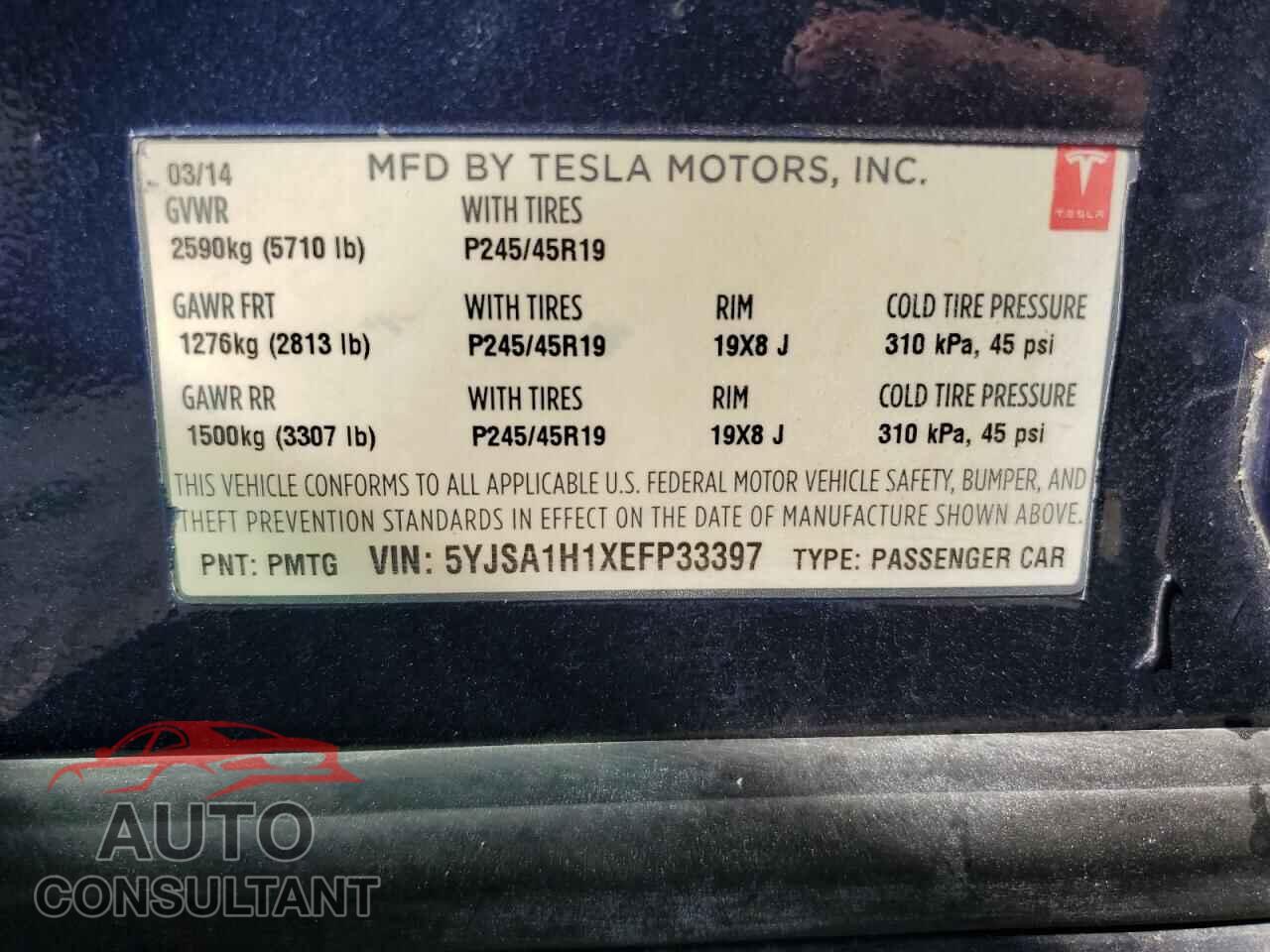 TESLA MODEL S 2014 - 5YJSA1H1XEFP33397