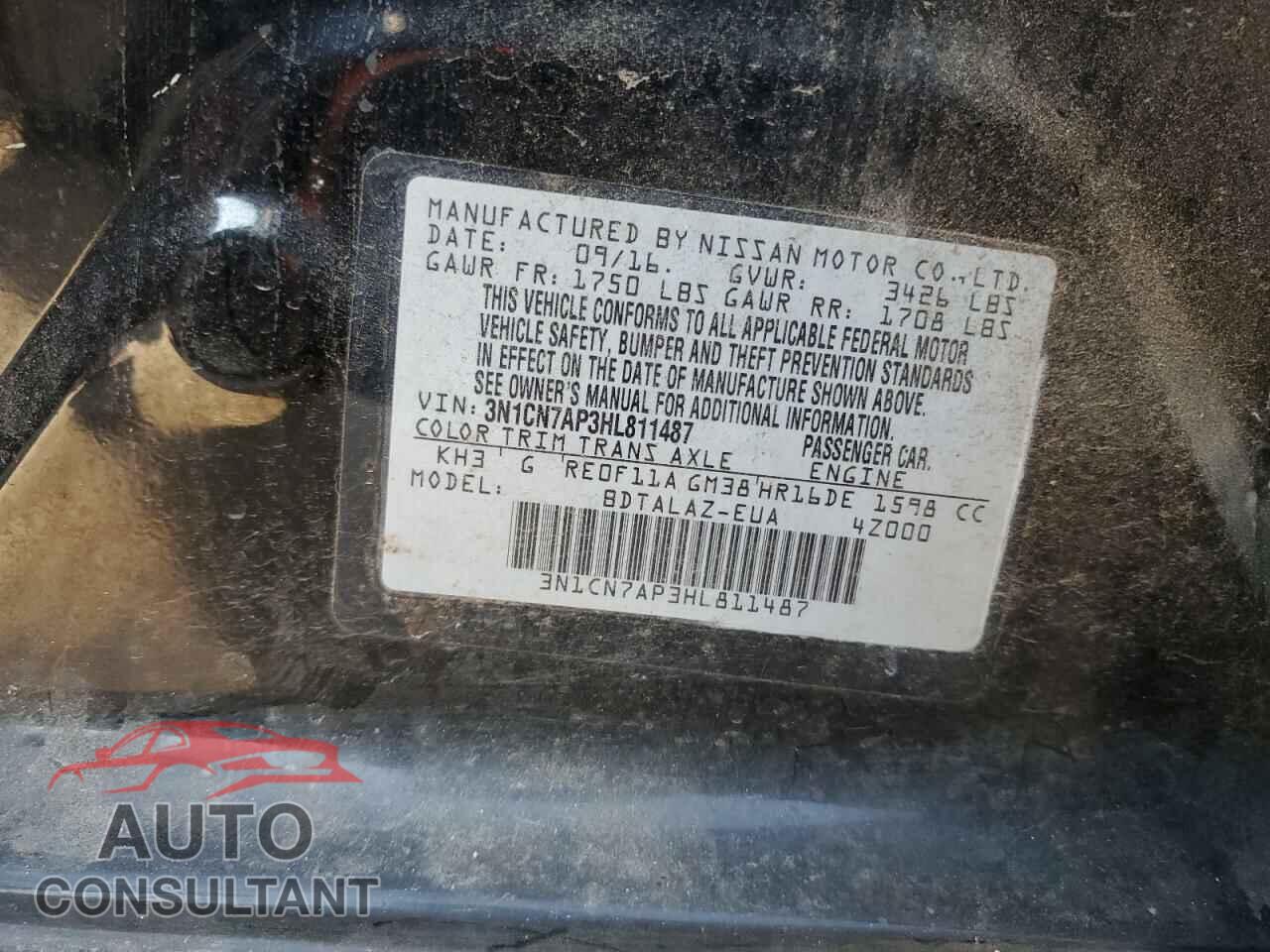 NISSAN VERSA 2017 - 3N1CN7AP3HL811487