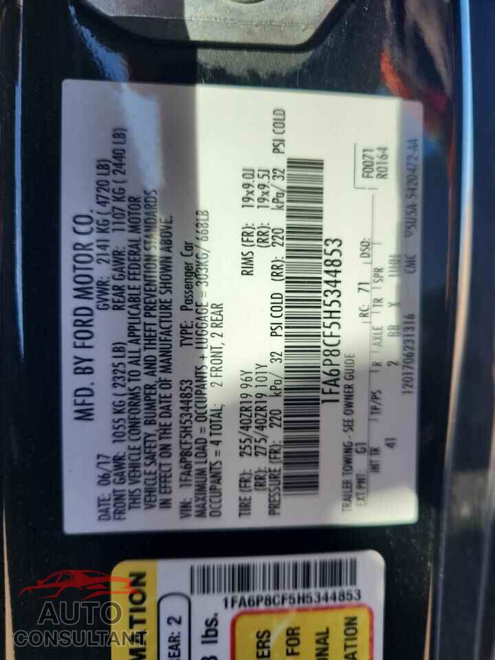 FORD MUSTANG 2017 - 1FA6P8CF5H5344853