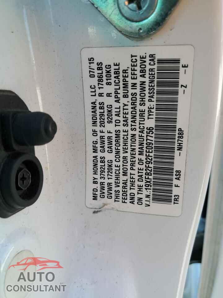 HONDA CIVIC 2015 - 19XFB2F92FE097756