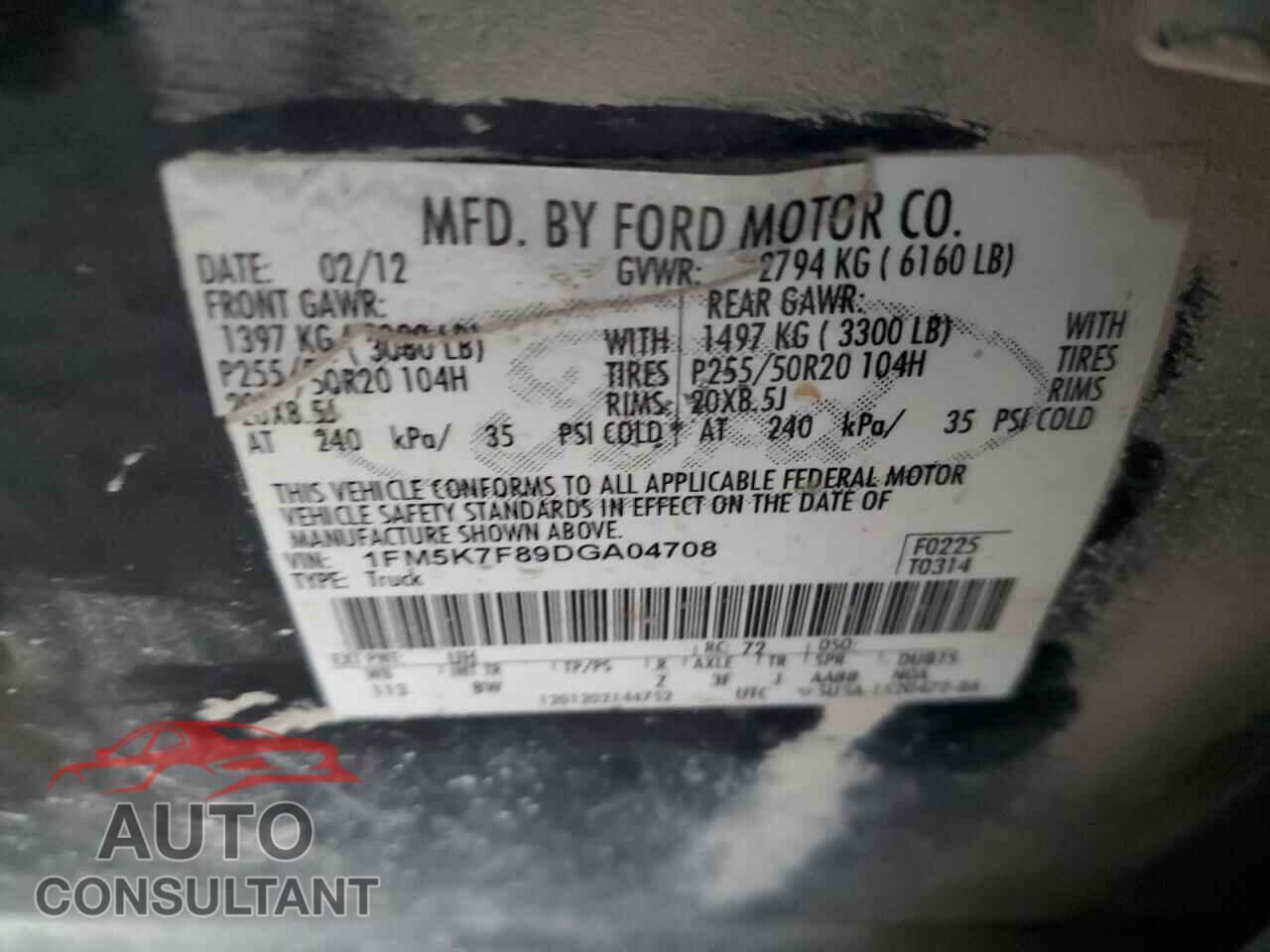 FORD EXPLORER 2013 - 1FM5K7F89DGA04708