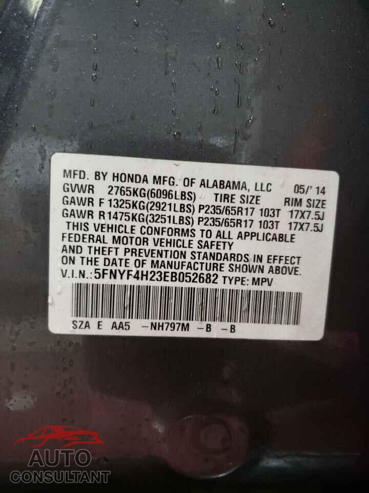 HONDA PILOT 2014 - 5FNYF4H23EB052682