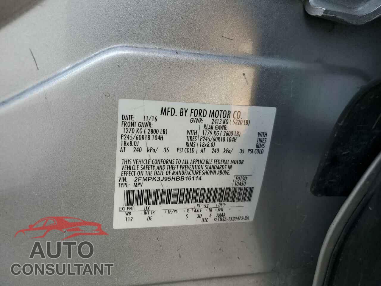 FORD EDGE 2017 - 2FMPK3J95HBB16114
