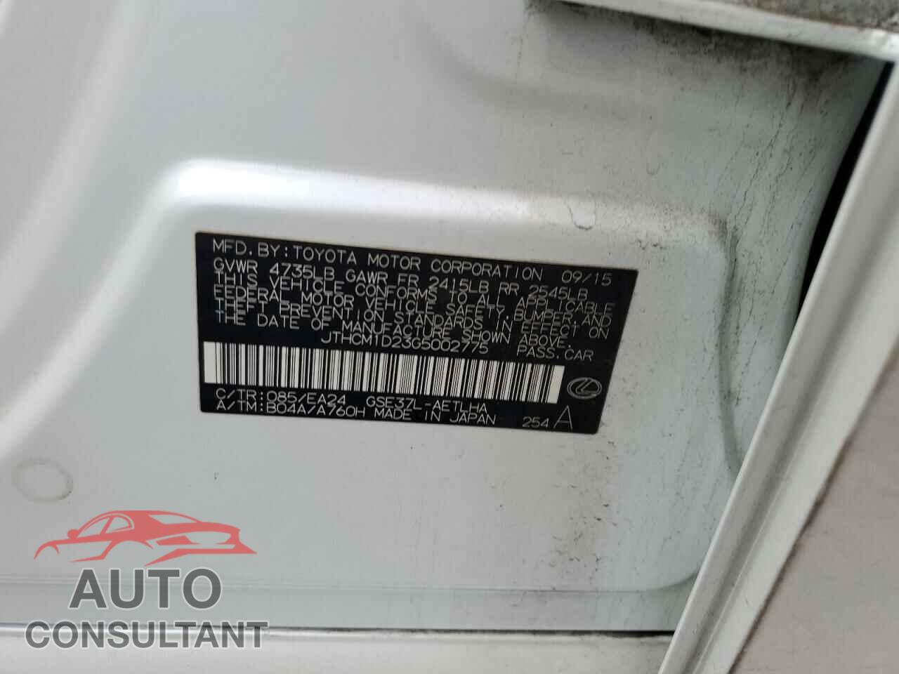 LEXUS IS 2016 - JTHCM1D23G5002775