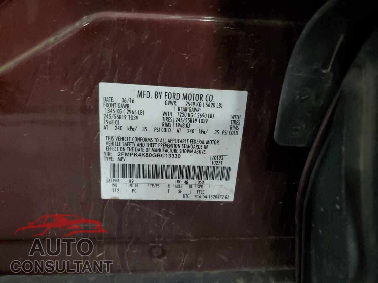 FORD EDGE 2016 - 2FMPK4K80GBC13330