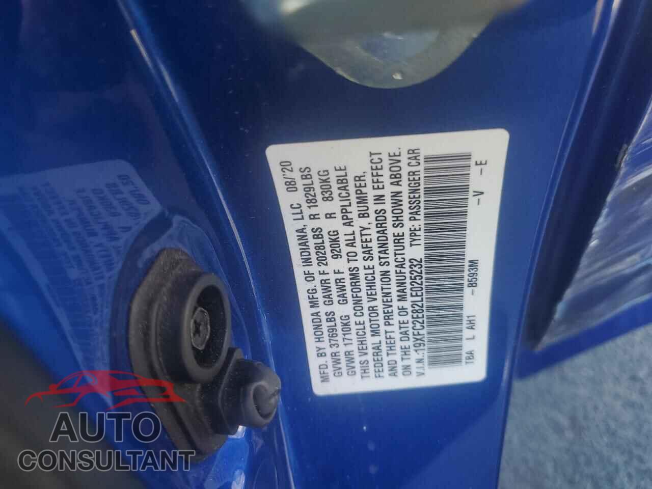 HONDA CIVIC 2020 - 19XFC2E82LE025232