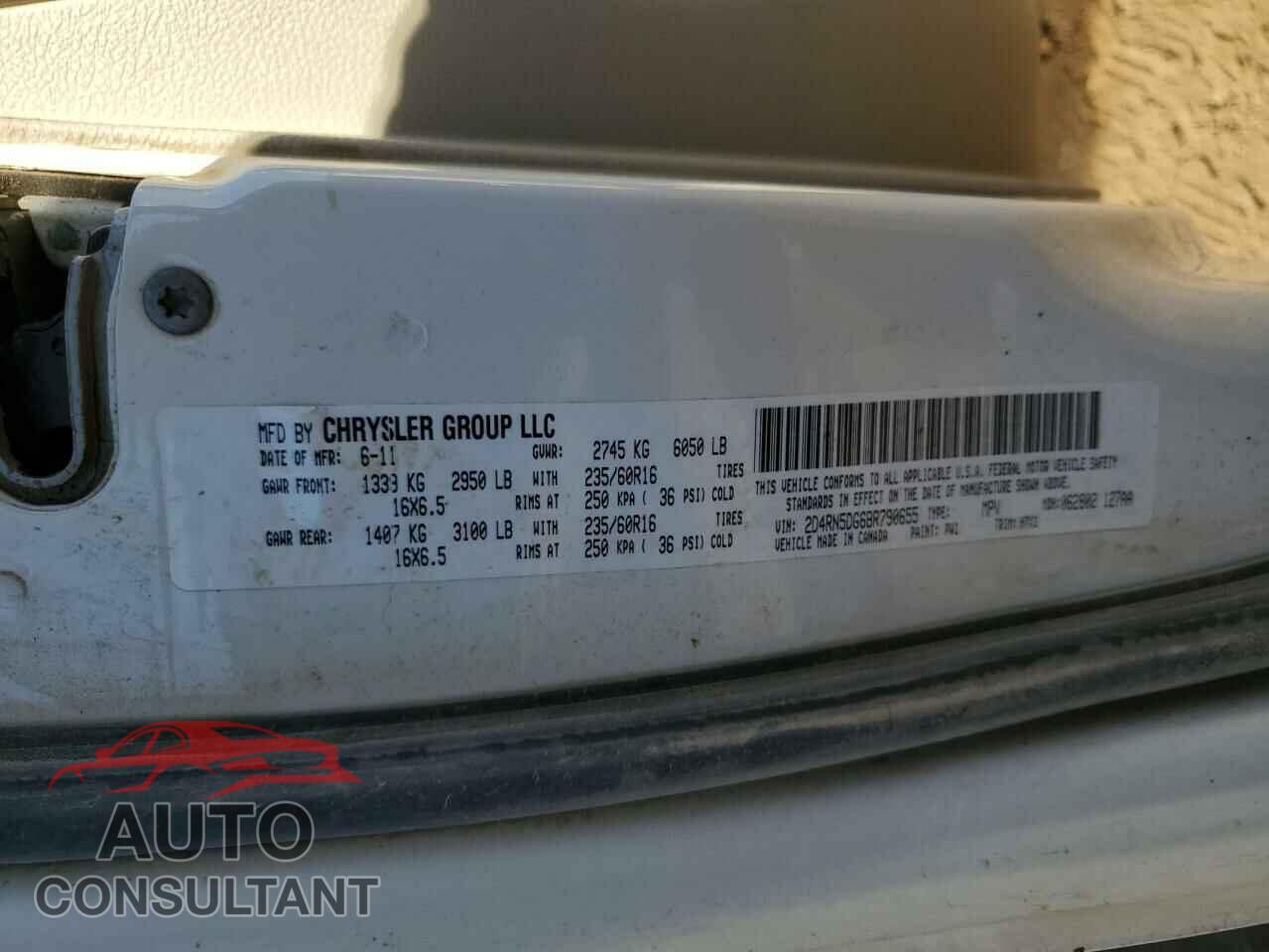DODGE CARAVAN 2011 - 2D4RN5DG6BR790655