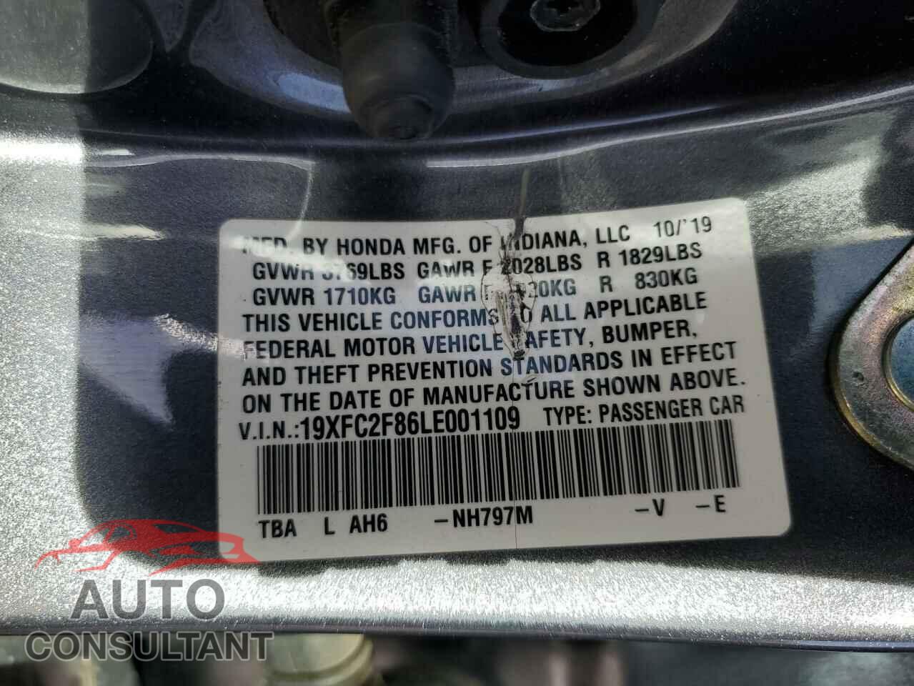 HONDA CIVIC 2020 - 19XFC2F86LE001109