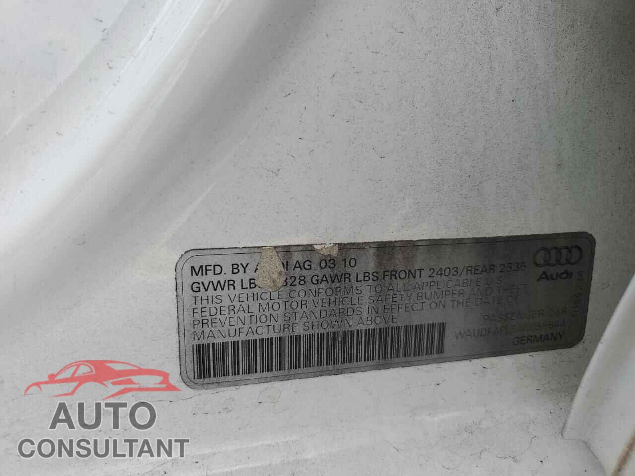 AUDI A4 2010 - WAUDFAFL5AN055844