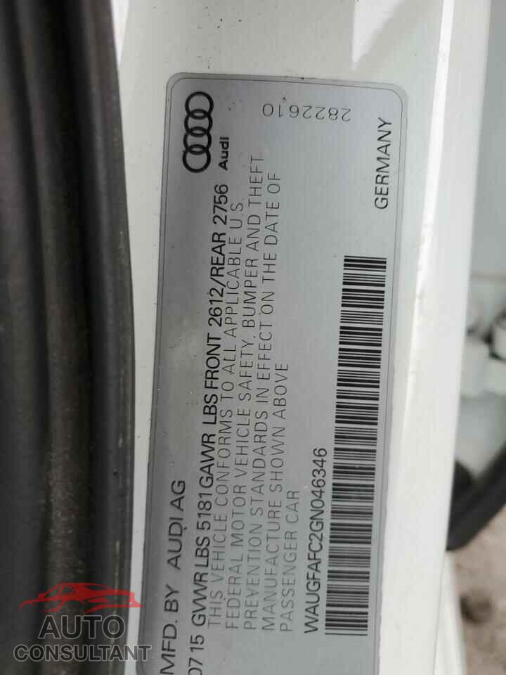 AUDI A6 2016 - WAUGFAFC2GN046346