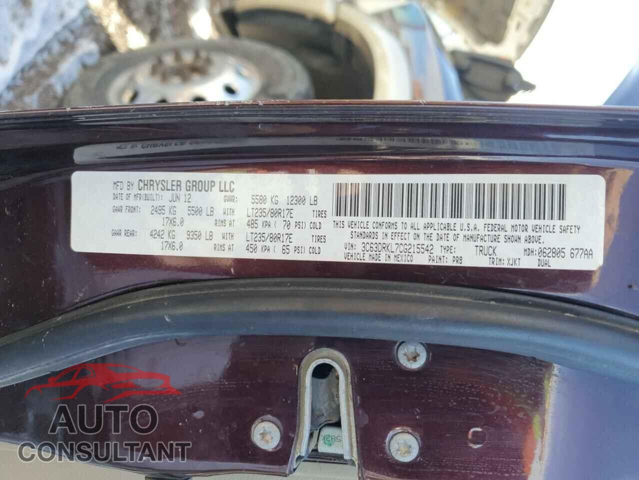 DODGE RAM 3500 2012 - 3C63DRKL7CG215542