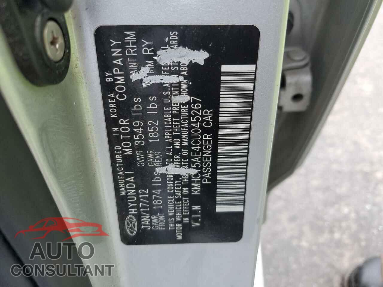 HYUNDAI ACCENT 2012 - KMHCT5AE4CU045267