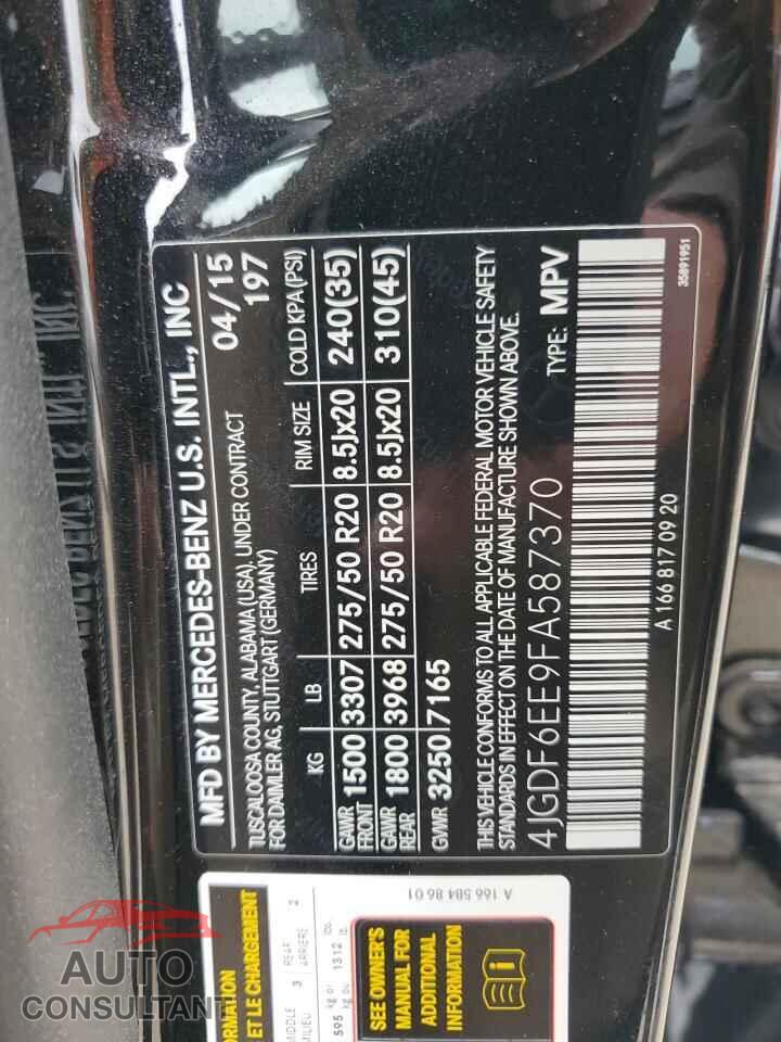 MERCEDES-BENZ GL-CLASS 2015 - 4JGDF6EE9FA587370