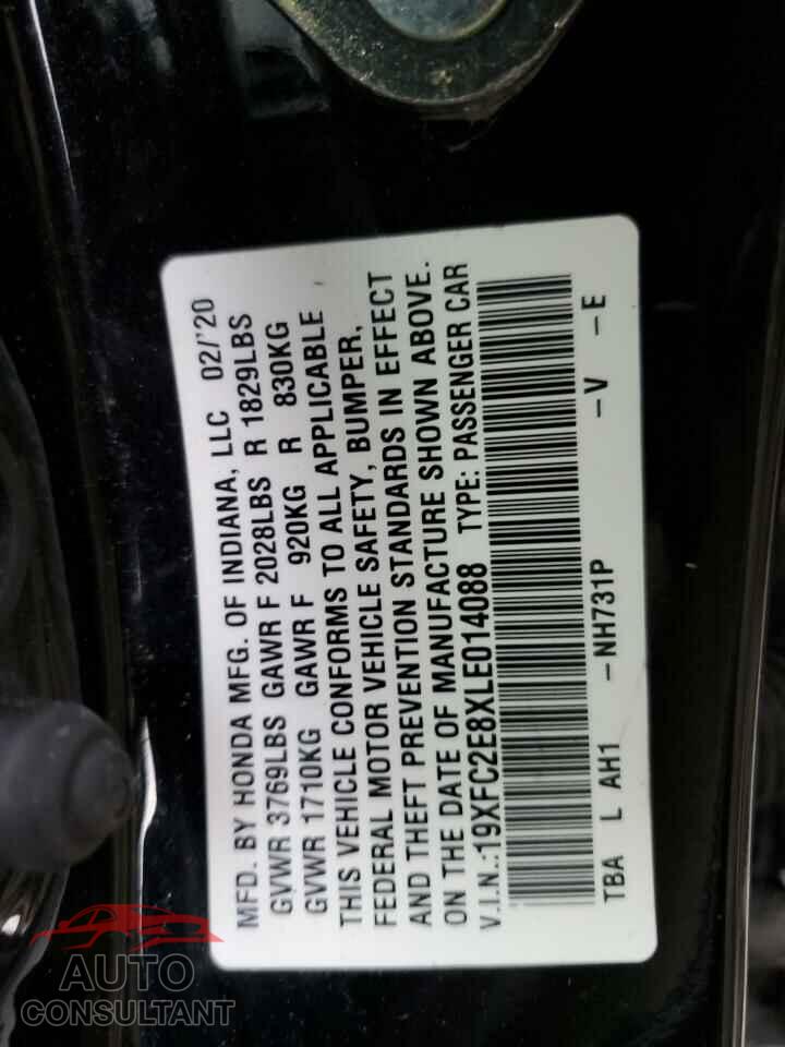 HONDA CIVIC 2020 - 19XFC2E8XLE014088
