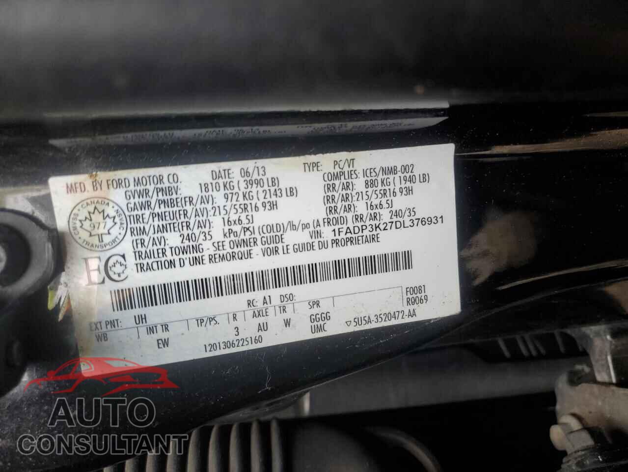 FORD FOCUS 2013 - 1FADP3K27DL376931