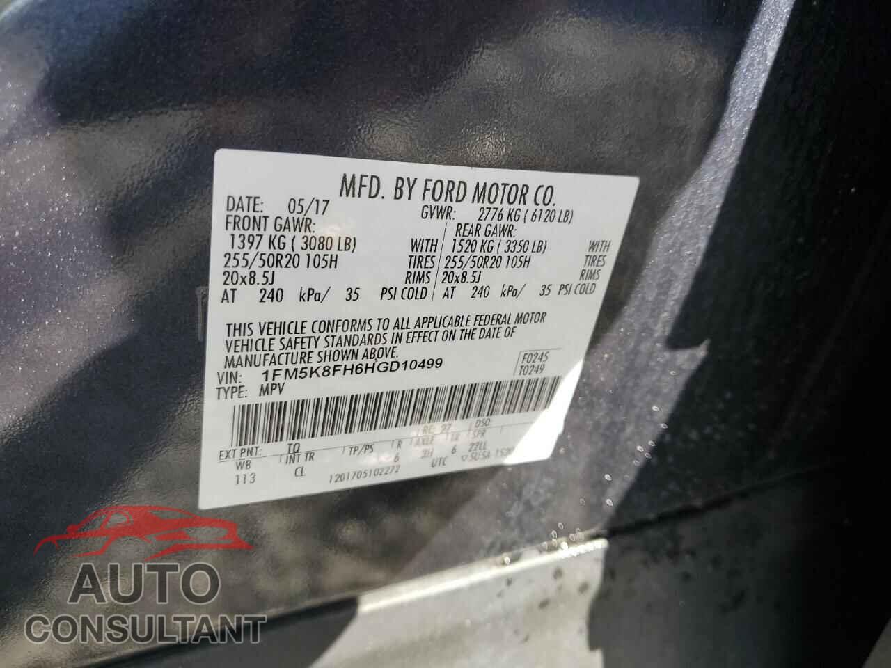 FORD EXPLORER 2017 - 1FM5K8FH6HGD10499