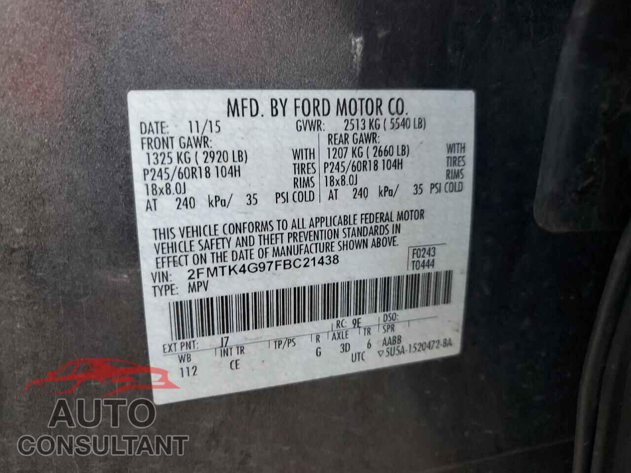 FORD EDGE 2015 - 2FMTK4G97FBC21438