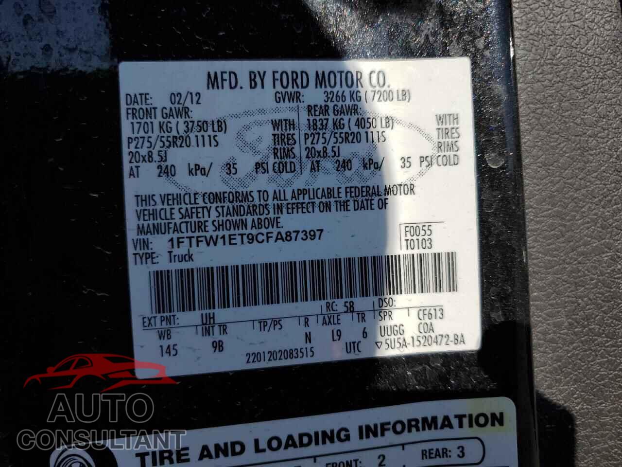 FORD F-150 2012 - 1FTFW1ET9CFA87397