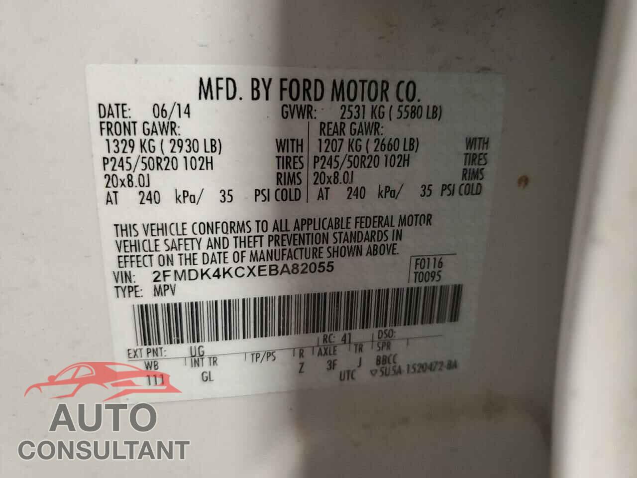 FORD EDGE 2014 - 2FMDK4KCXEBA82055